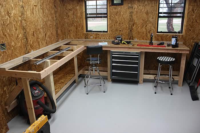 L-shaped Garage Workbench Ideas